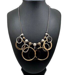 Chico's Necklace Jewelry Circles Gold Silver Black Tone Multi-Tone Adjustable 20